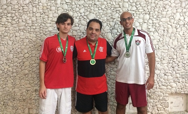 Pódio Principal Bronze - 3º Daniel Chaves (AFC), 2º Vinicius Mendes (CRF) e 1º Marcos Antunes (FFC)