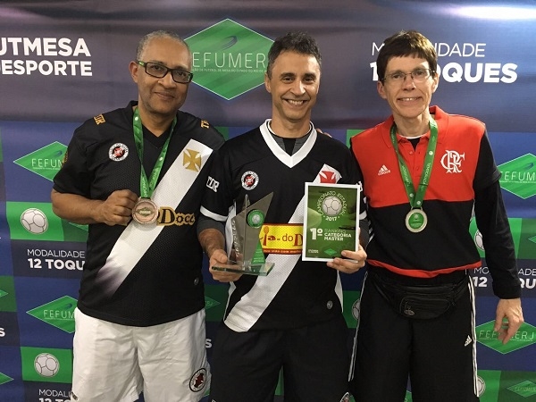 Pódio Máster Ouro - 3º Marco Antônio (CRVG), 1º Rodolfo José (CRVG) e 2º Armando Amendolla (CRF)