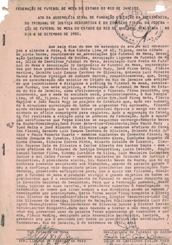 Ata de fundação da FEFUMERJ